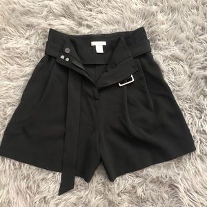 High waist belted tuxedo dad shorts